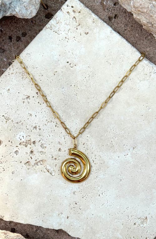 Adornia Tarnish Resistant 18k Gold Plated Swirl Paperclip Pendant Necklace In Gold