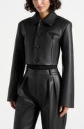 Manière De Voir Ania Wide Shoulder Leather Jacket