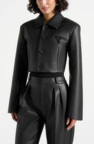 Manière De Voir Ania Wide Shoulder Leather Jacket