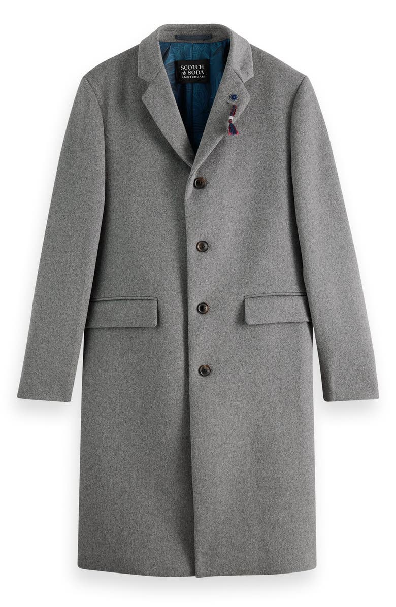 Scotch & Soda Men's Classic Mélange Wool Blend Overcoat, Alternate, color, 