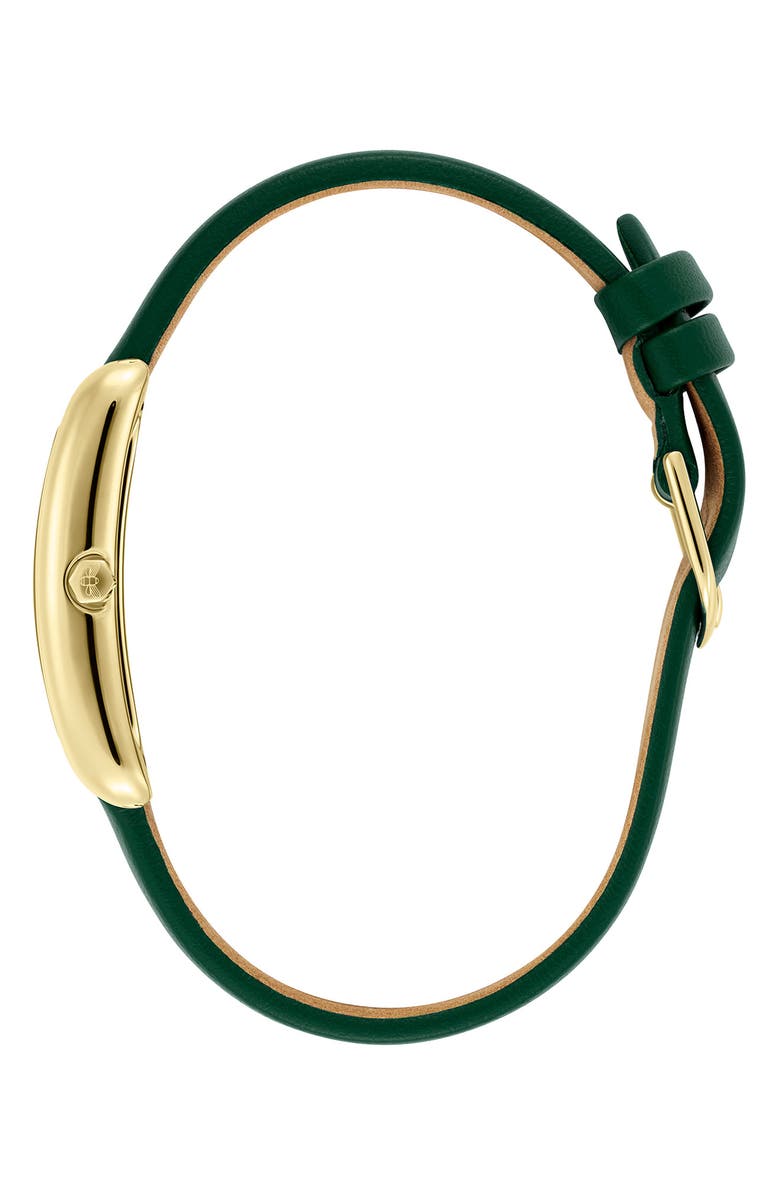 Olivia Burton Grove Rectangular Leather Strap Watch, 23mm, Alternate, color, Forest Green