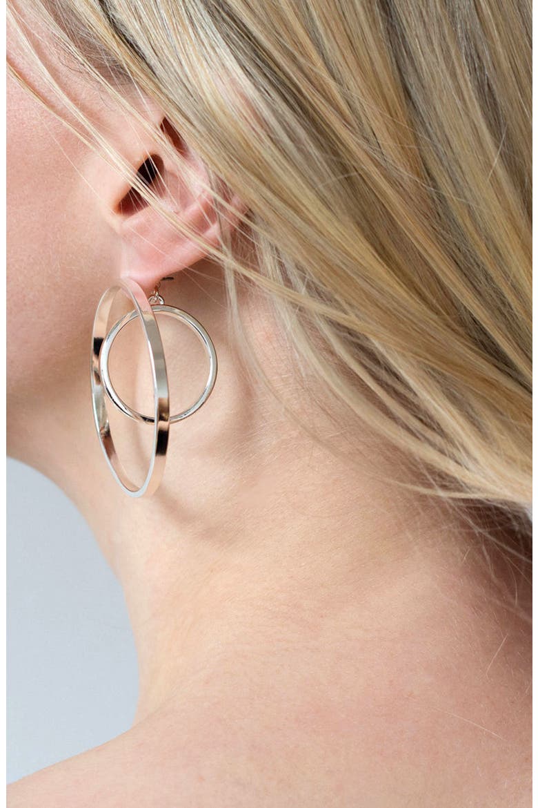 Rise Hoop Earrings, Alternate, color, SILVER