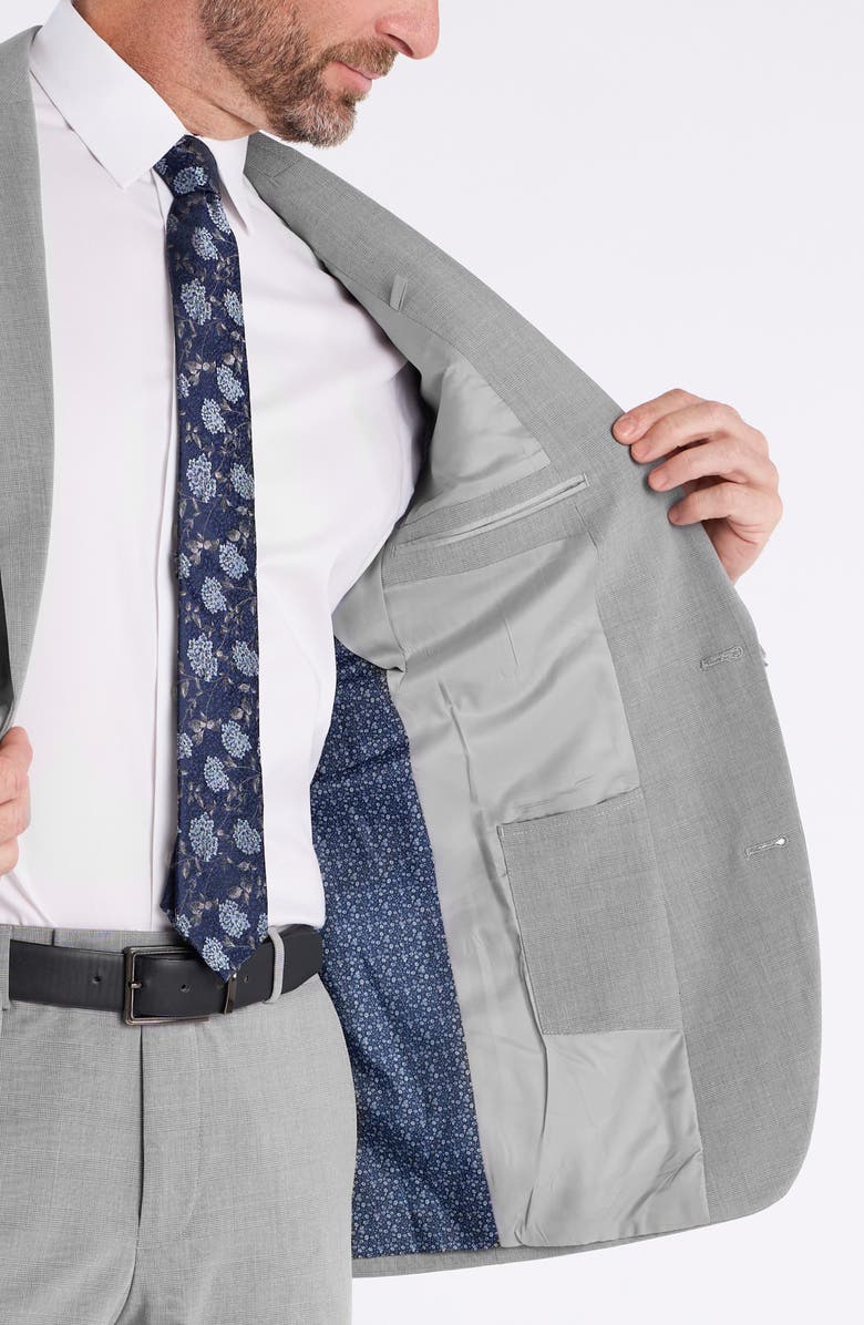 SAVILE ROW CO Light Grey Plaid Suit, Alternate, color, Grey