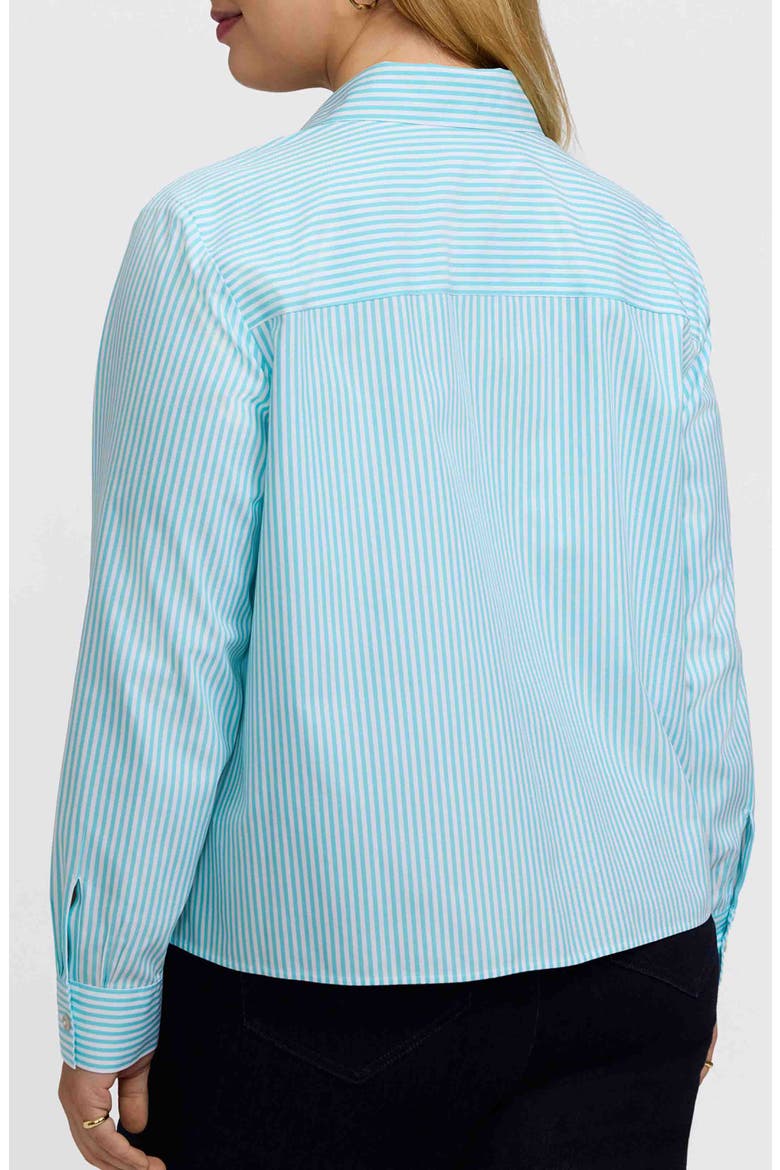 Jodie Stripe Cotton Button-Up Blouse, Alternate, color, CAPRI/ WHITE