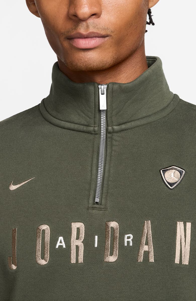 Jordan Flight Oversize Fleece Quarter Zip Pullover, Alternate, color, Cargo Khaki/ Khaki