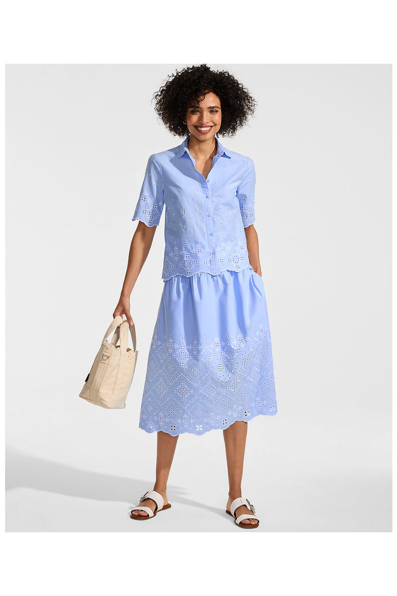 Poplin Drop Waist Midi Skirt, Alternate, color, Navy Striped Placed Floral
