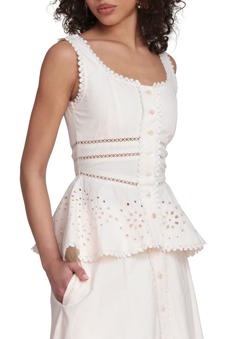 Eyelet Peplum Cotton Tank, Alternate, color, CREAM