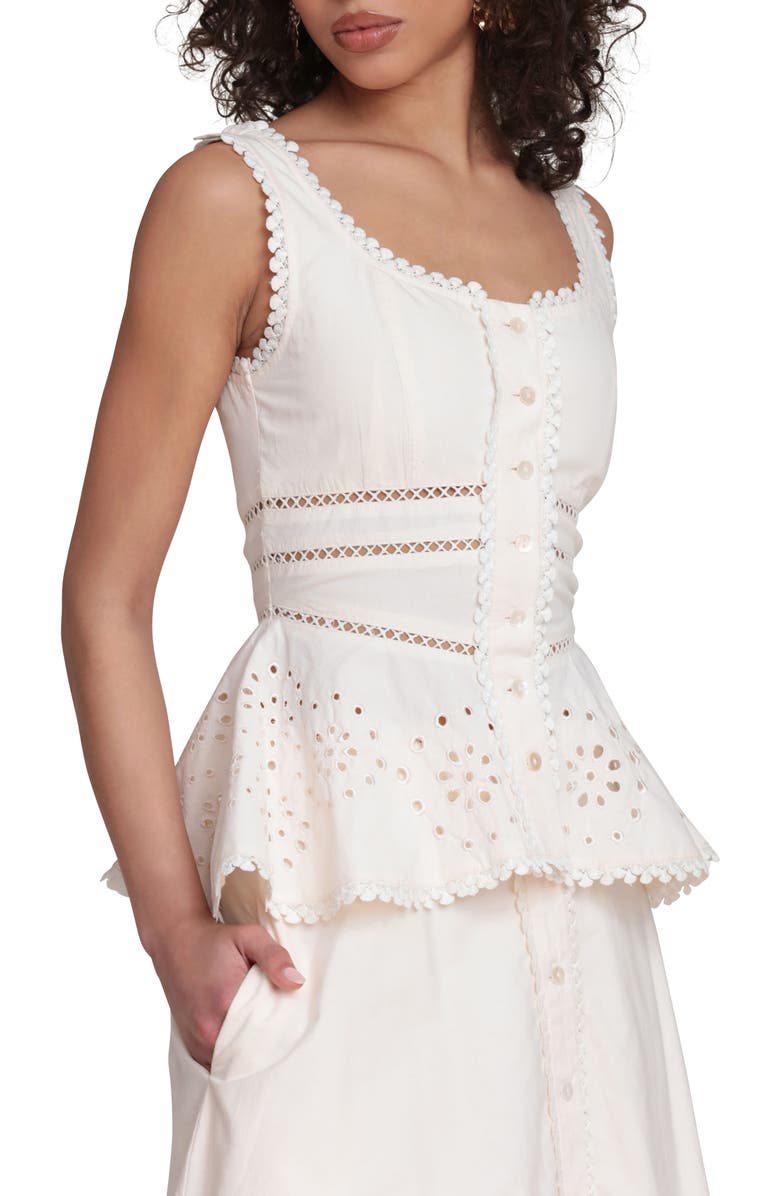 Avec Les Filles Eyelet Peplum Cotton Tank, Alternate, color, Cream