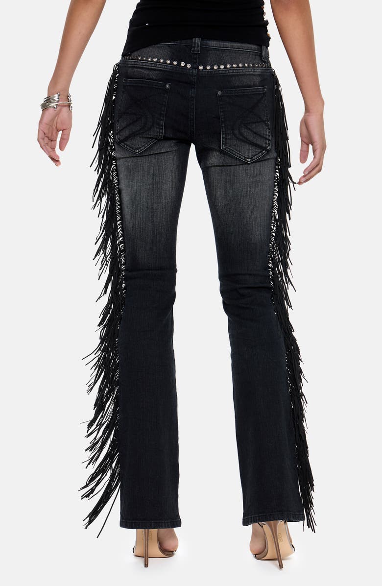 JADED LONDON El Topo Fringe Bootcut Jeans, Alternate, color, Black