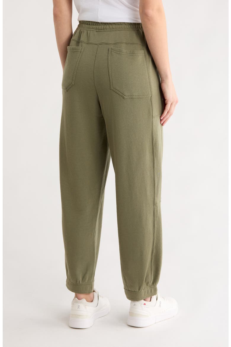 Washed Loop Terry Oversize Barrel Pants, Alternate, color, OLIVE DUST