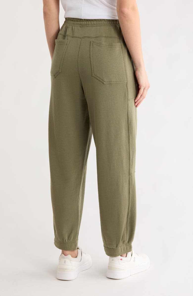 YOGALICIOUS Washed Loop Terry Oversize Barrel Pants, Alternate, color, Olive Dust