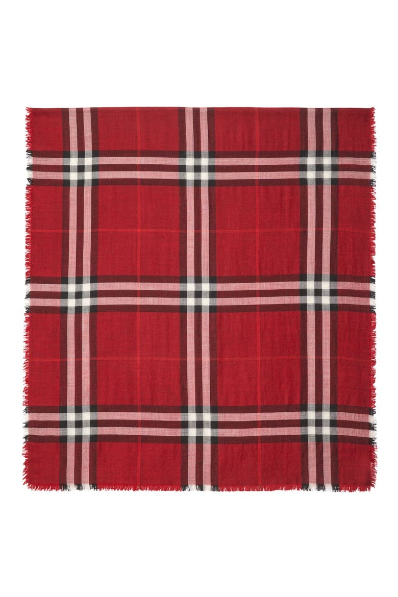 Reversible Medium Check Wool & Silk Scarf, Main, color, OXBLOOD RED / POST