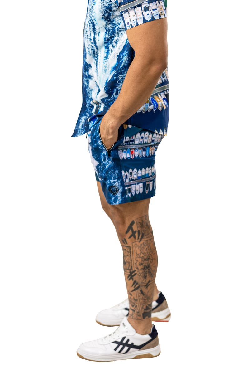 Swim Marthyr Print Swim Trunks, Alternate, color, BLUE
