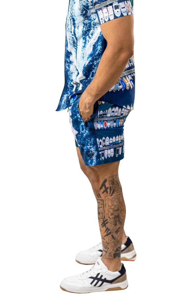 Maceoo Swim Marthyr Print Swim Trunks, Alternate, color, Blue