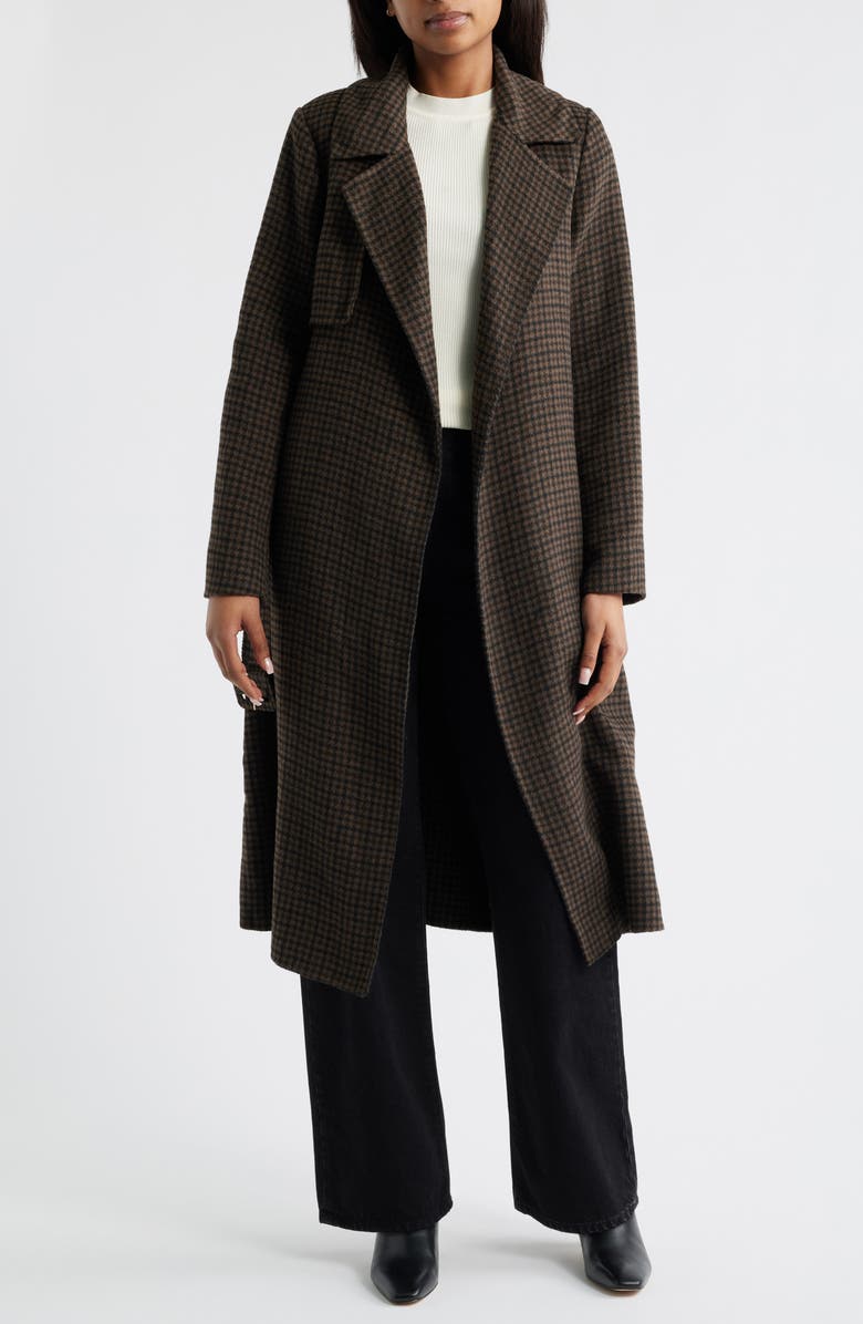 Houndstooth Double Face Belted Coat