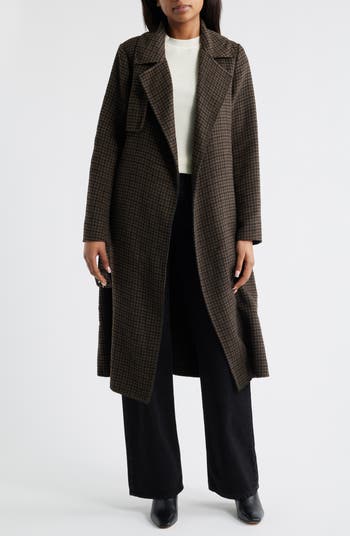 BCBGMAXAZRIA Houndstooth Double Face Belted Coat | Nordstrom