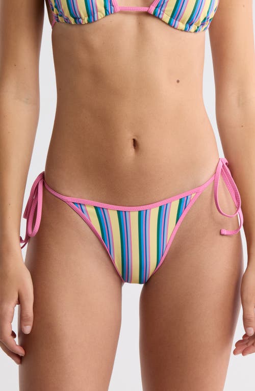PacSun Corinne Side Tie Bikini Bottoms in Blue Stripe at Nordstrom, Size Small