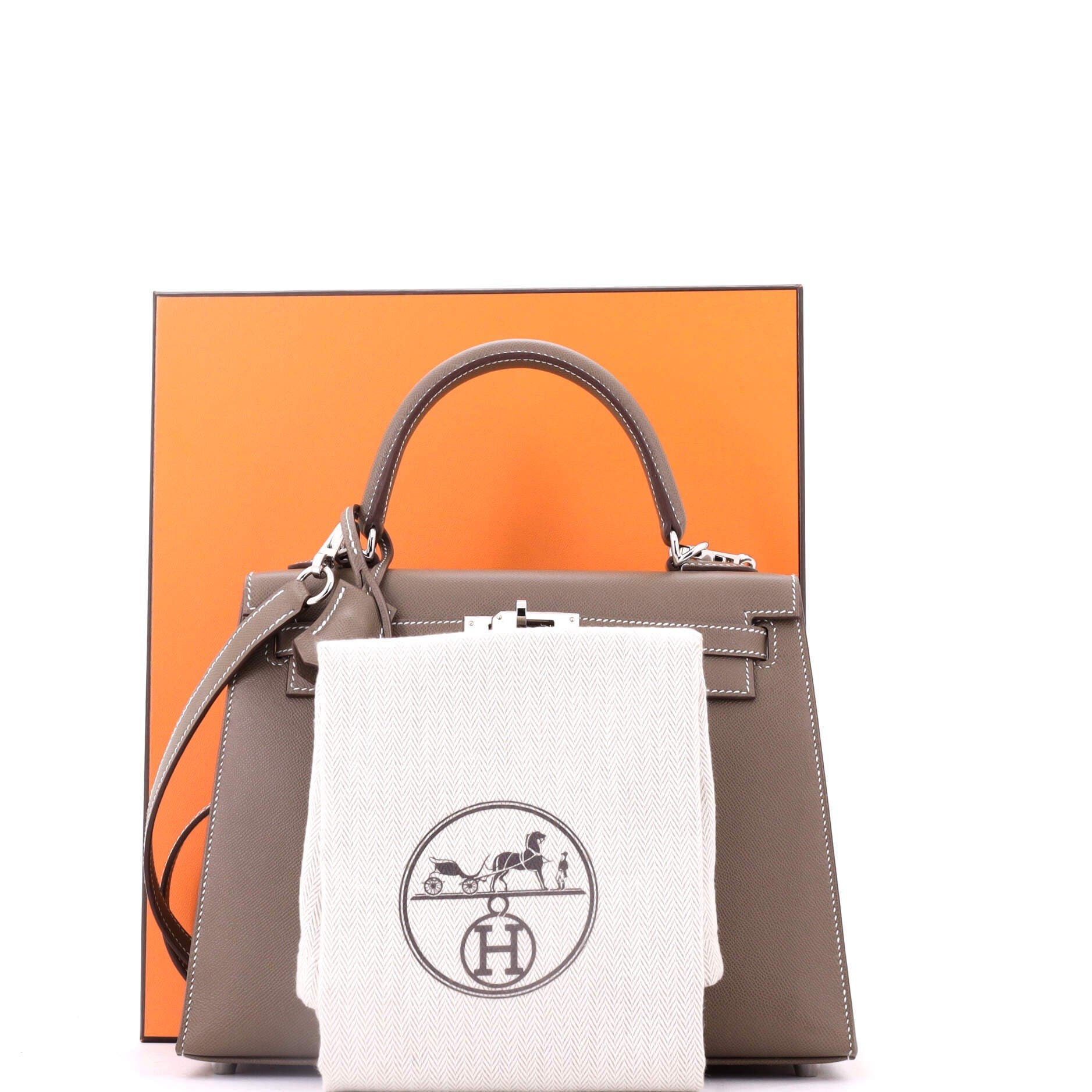 Kelly Handbag Grey Madame with Palladium Hardware 25, Alternate, color, Etoupe