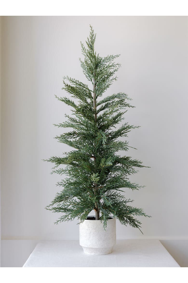 2' Faux Cedar Tree, Set of 2, Alternate, color, Crème