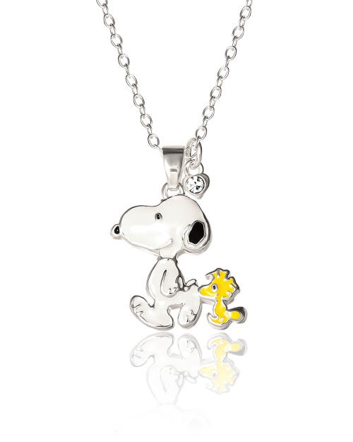 Peanuts Snoopy And Woodstock 3d Pendant Necklace In Metallic