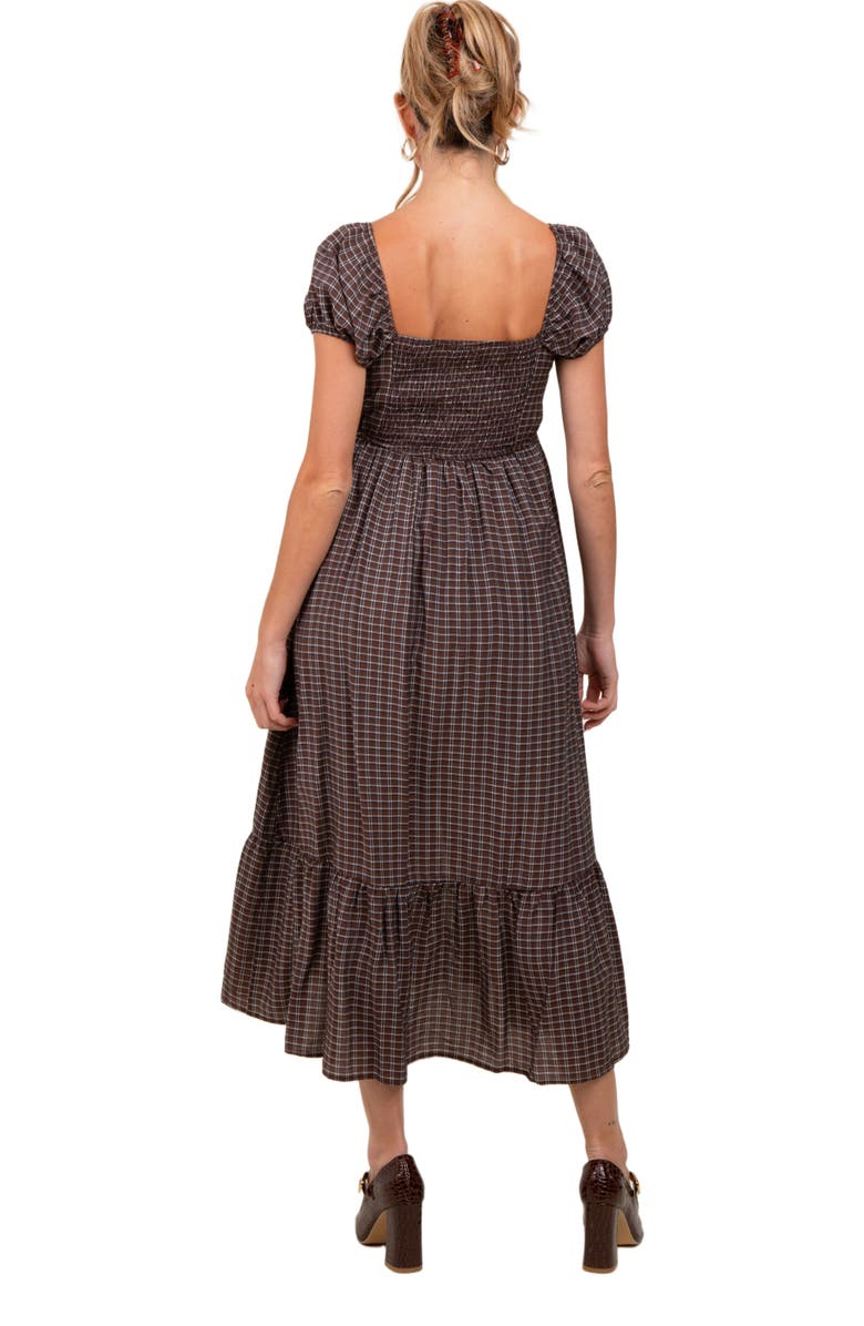 PinkBlush Plaid Puff Sleeve Button Down Maxi Dress, Alternate, color,