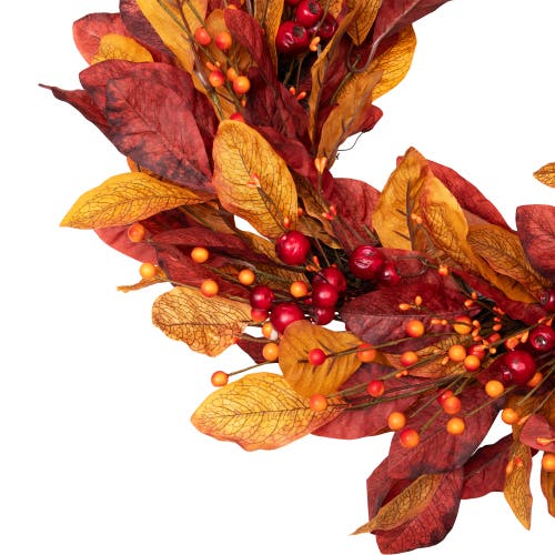 Northlight Berries With Leaves Artificial Fall Harvest Twig Wreath In Red