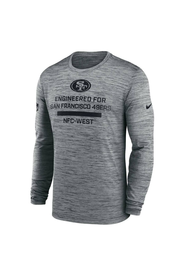 Men's Nike Gray San Francisco 49ers Sideline Velocity Performance Long Sleeve T-Shirt, Alternate, color, Gray