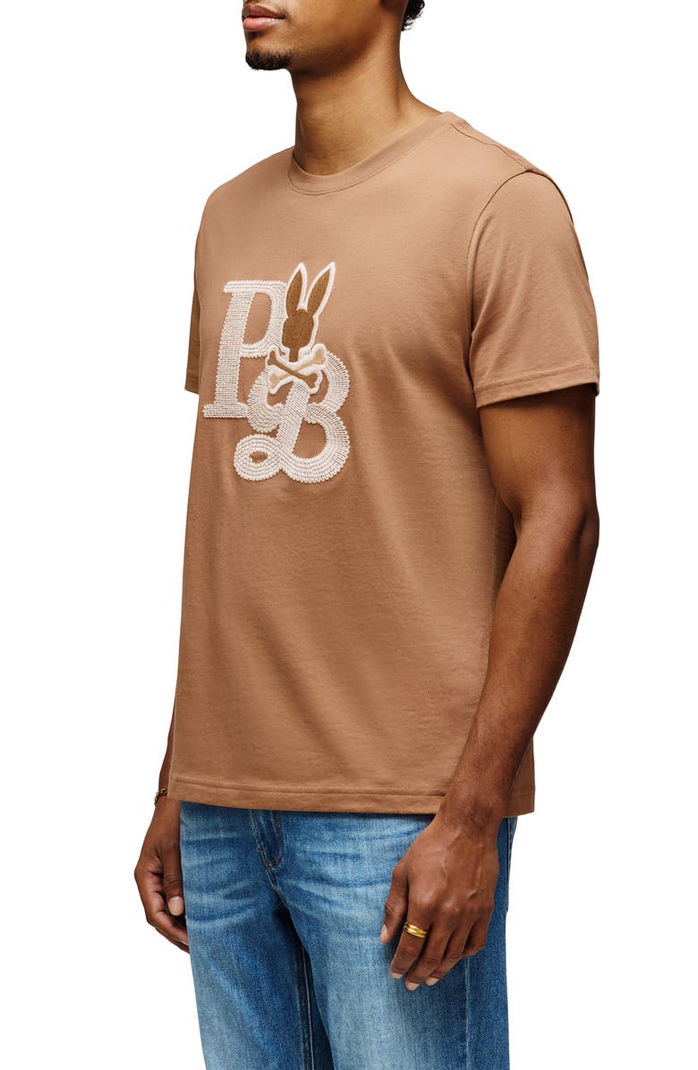 Psycho Bunny Caine Embroidered Pima Cotton T-Shirt, Alternate, color, Toasted Coconut