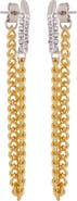 Vince Camuto Two-Tone Pavé Crystal Draped Chain Front/Back Earrings