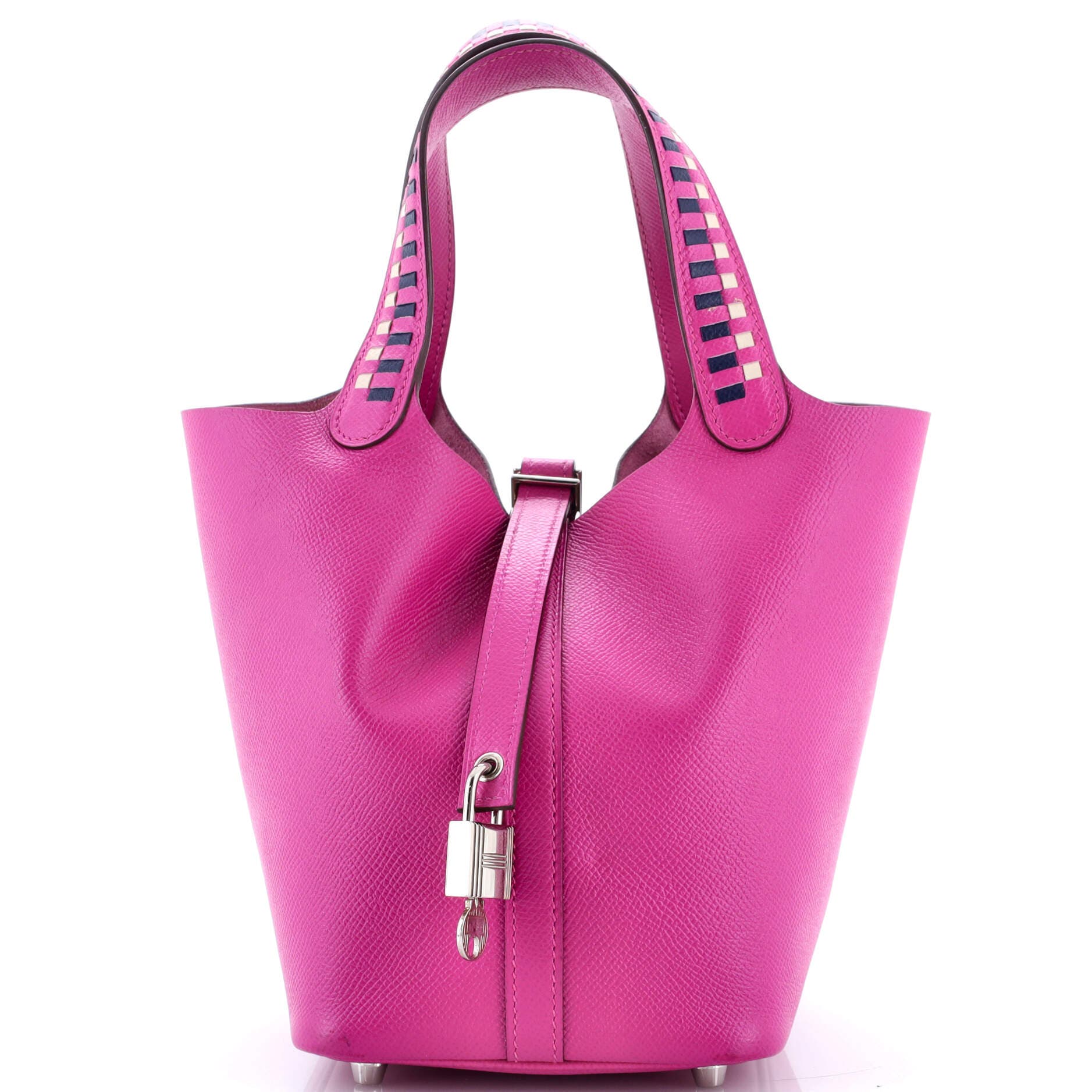 Pre-Owned Hermes Picotin Lock Bag Tressage Epsom PM, Main, color, Magnolia/Bleu Saphir/Craie