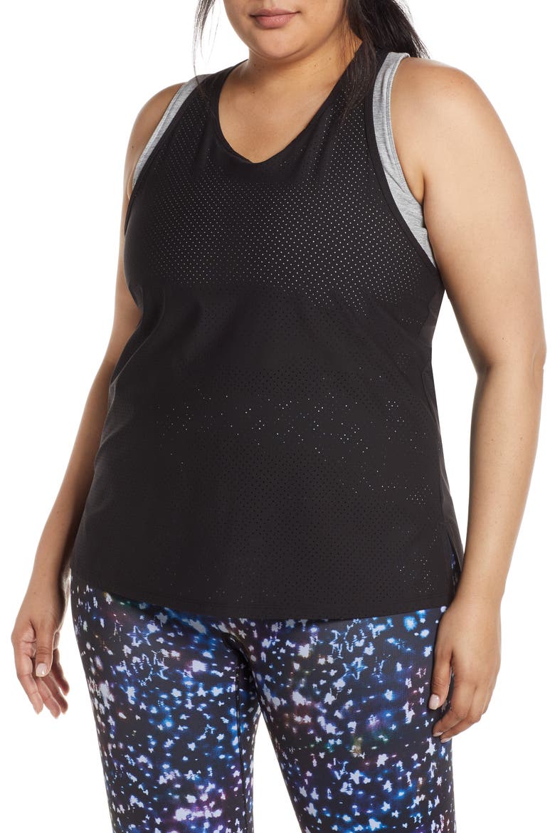 Perforated Active Tank Top, Main, color, BLACK