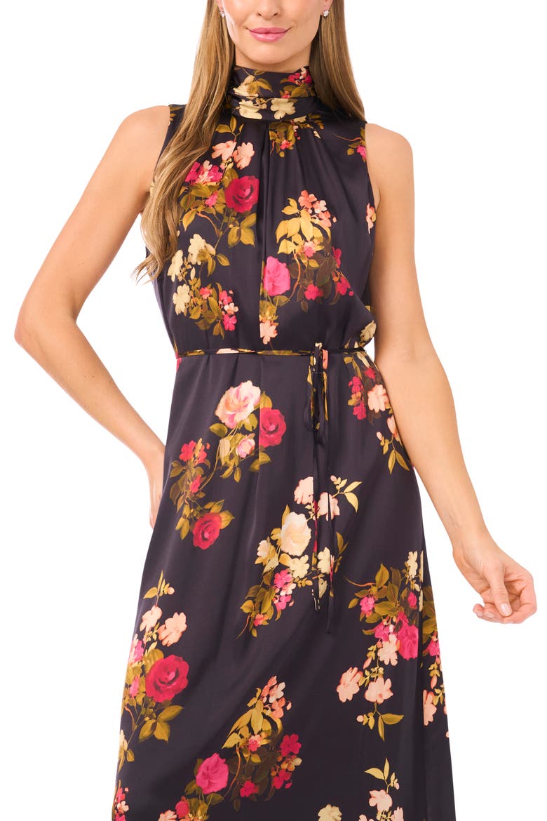 Amber Bow Sleeveless Maxi Dress, Alternate, color, RICH BLACK
