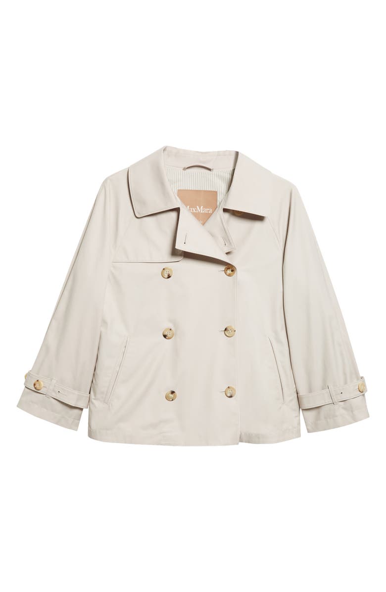 Max Mara Tina Water Repellent Twill Crop Trench Coat, Alternate, color, Ecru