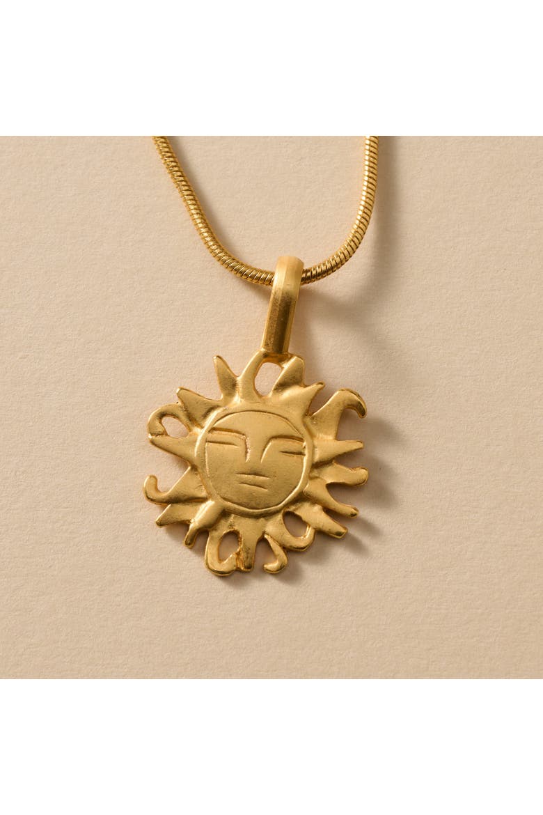 Calida Plate Sun Pendant Necklace, Alternate, color, Gold