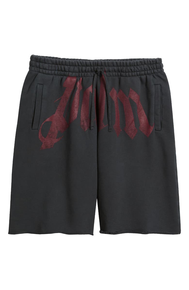 Palm Angels Big Logo Graphic Sweat Shorts, Main, color, Black Burgundy