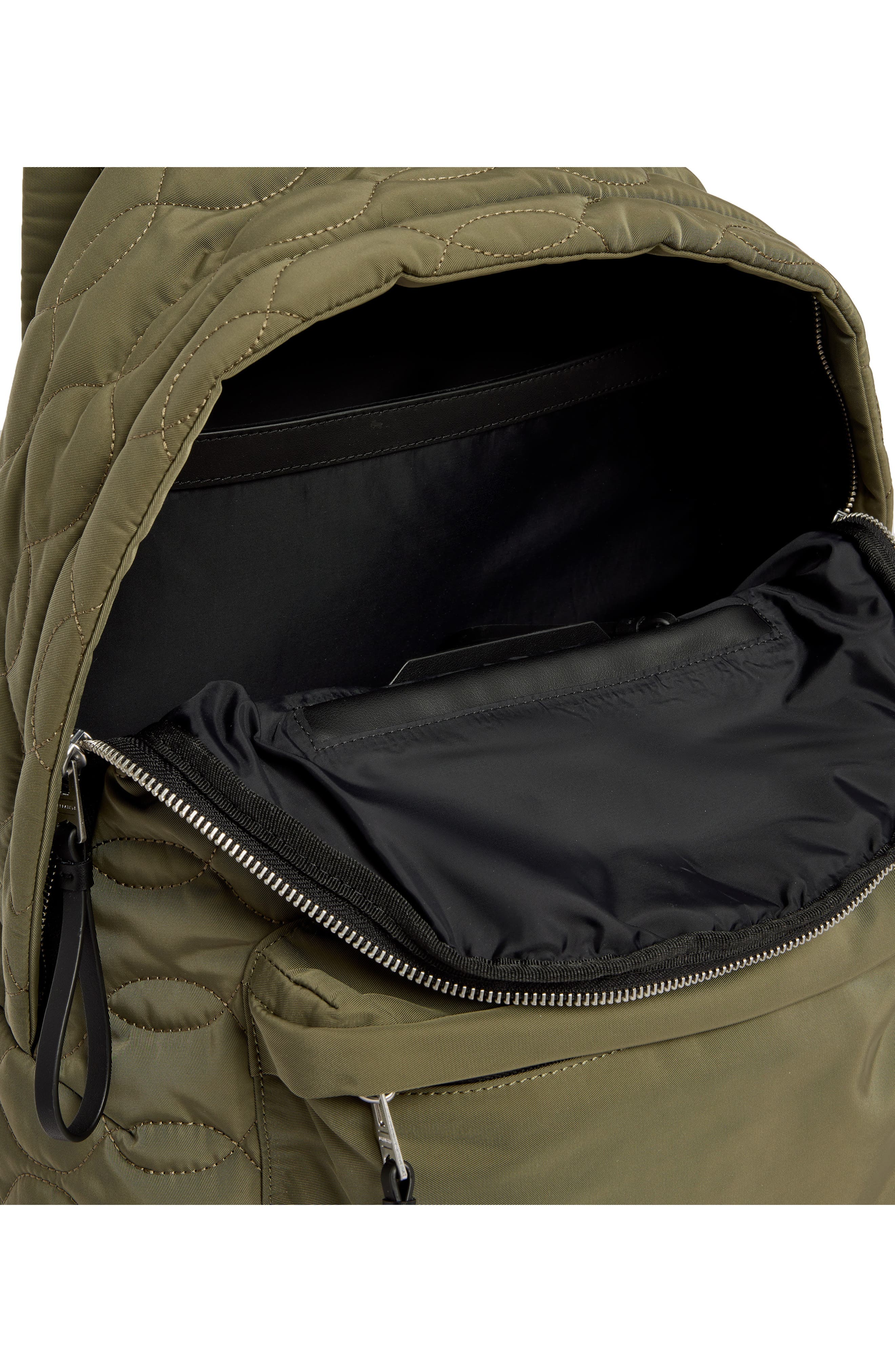 AllSaints Carabiner Quilt Recycled Nylon Backpack, Alternate, color, 