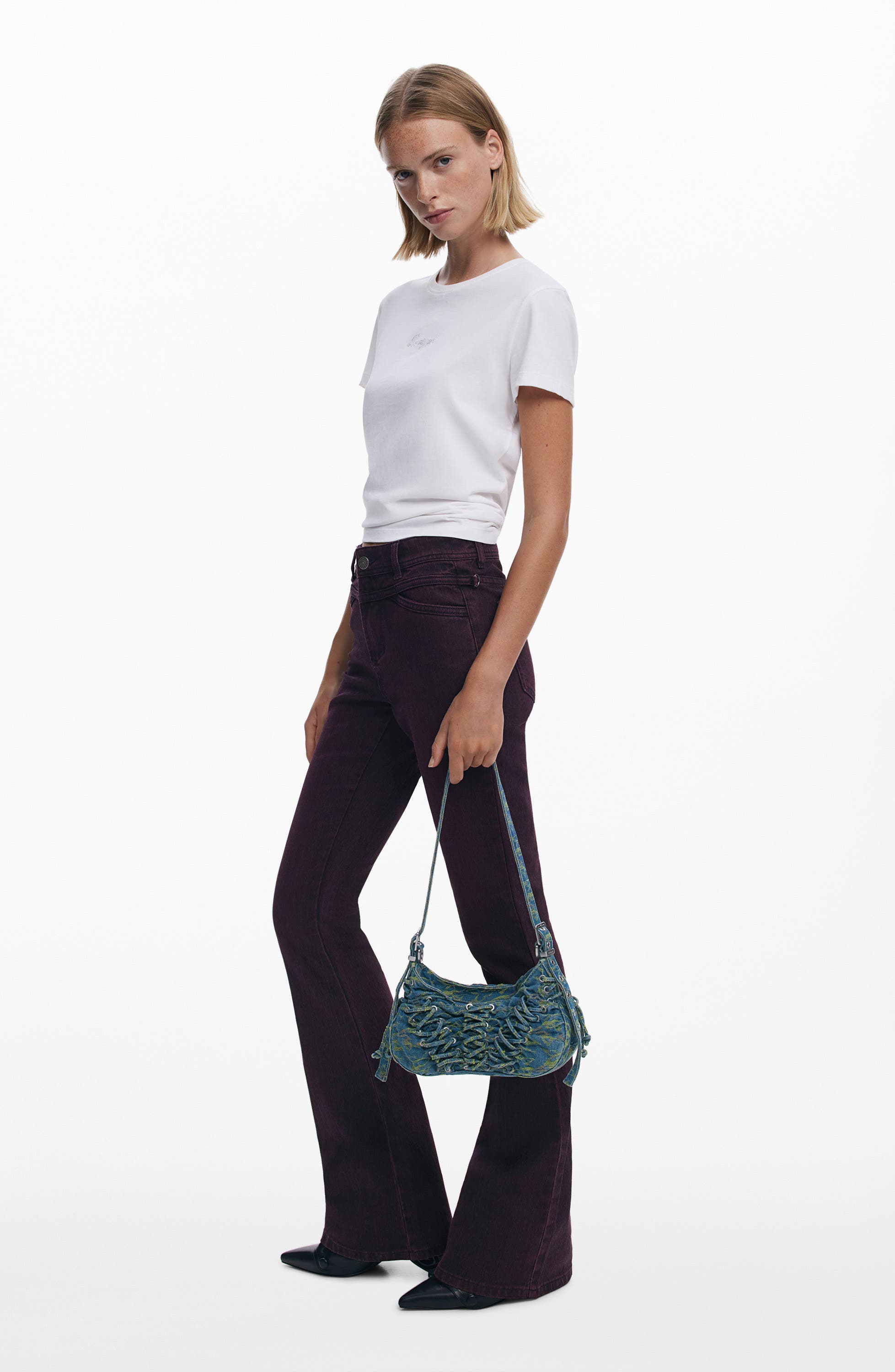 Desigual Braided Denim Shoulder Bag, Alternate, color, Light Blue