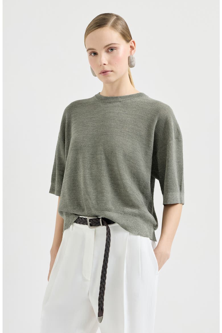 Sparkling linen sweater, Main, color, Military