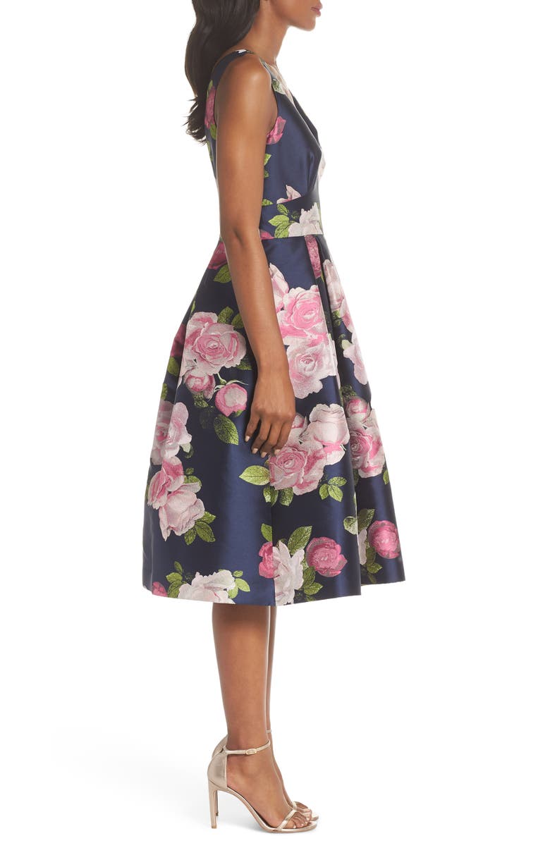 Eliza J Sleeveless Floral Print Fit & Flare Dress, Alternate, color,