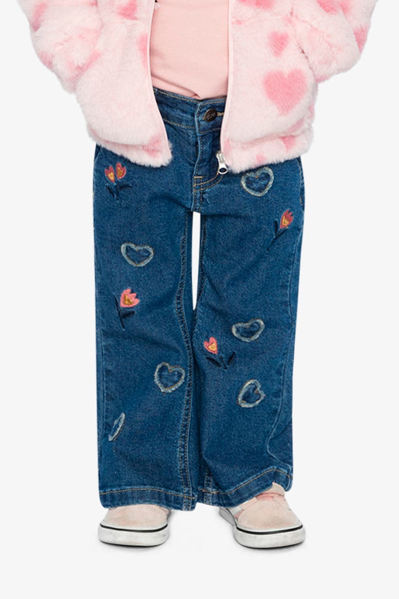 Heart Appliqué Embroidered Jeans, Alternate, color, Navy Blue Denim
