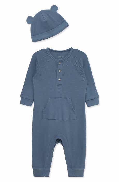 Little Me Waffle Stitch Romper & Cap Set