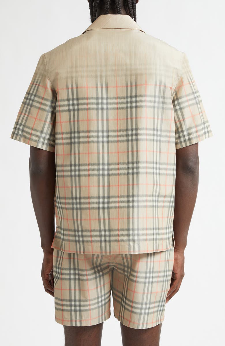 Burberry Hugh Shaded Check Camp Shirt, Alternate, color, Sand Ip Check