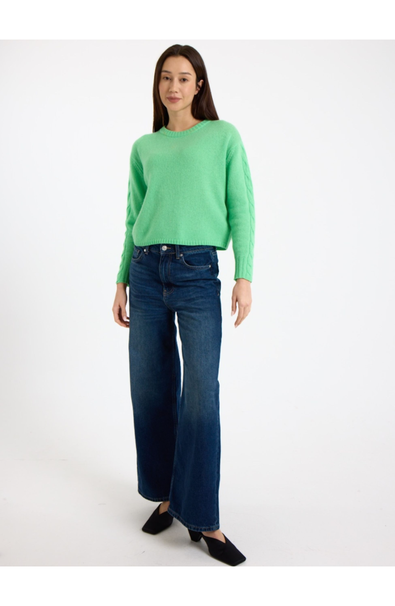 Brodie Pure Cashmere Cable Sleeve 100% Cashmere Sweater, Alternate, color,