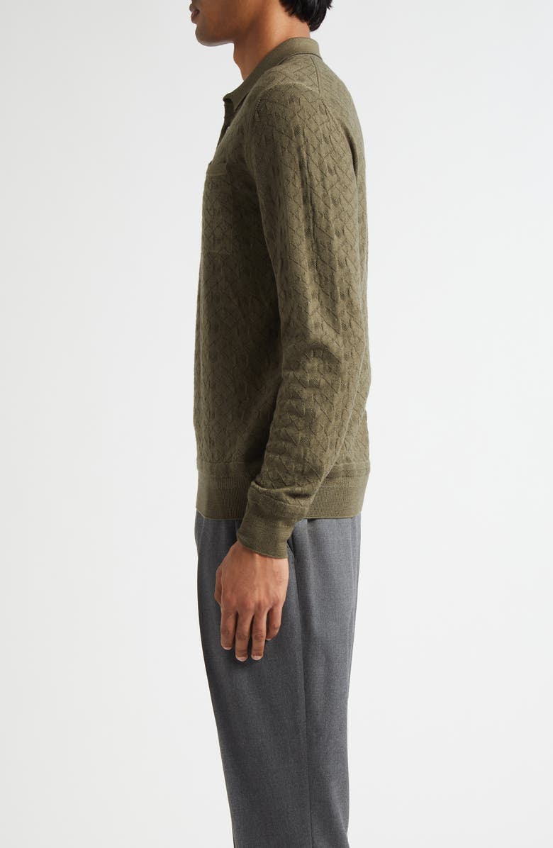 Boglioli Long Sleeve Virgin Wool Polo Sweater, Alternate, color, Olive