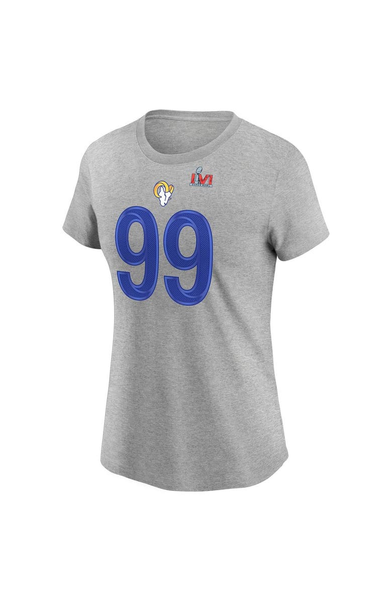 Nike Women's Nike Aaron Donald Heathered Gray Los Angeles Rams Super Bowl LVI Bound Name & Number T-Shirt, Alternate, color, 