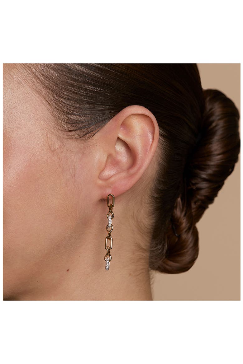 Pavé Chain Link Linear Drop Earrings, Alternate, color, GOLD