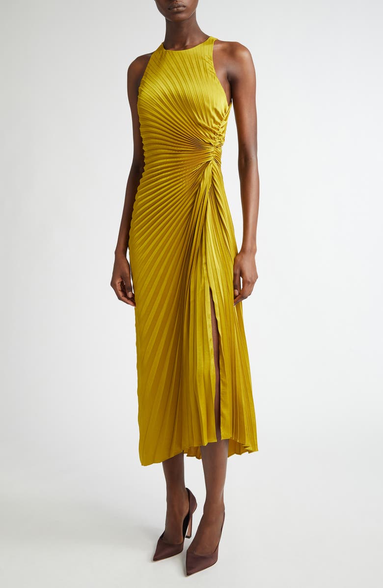 A.L.C. Reagan Asymmetric Pleat Dress, Main, color, Cactus Bloom