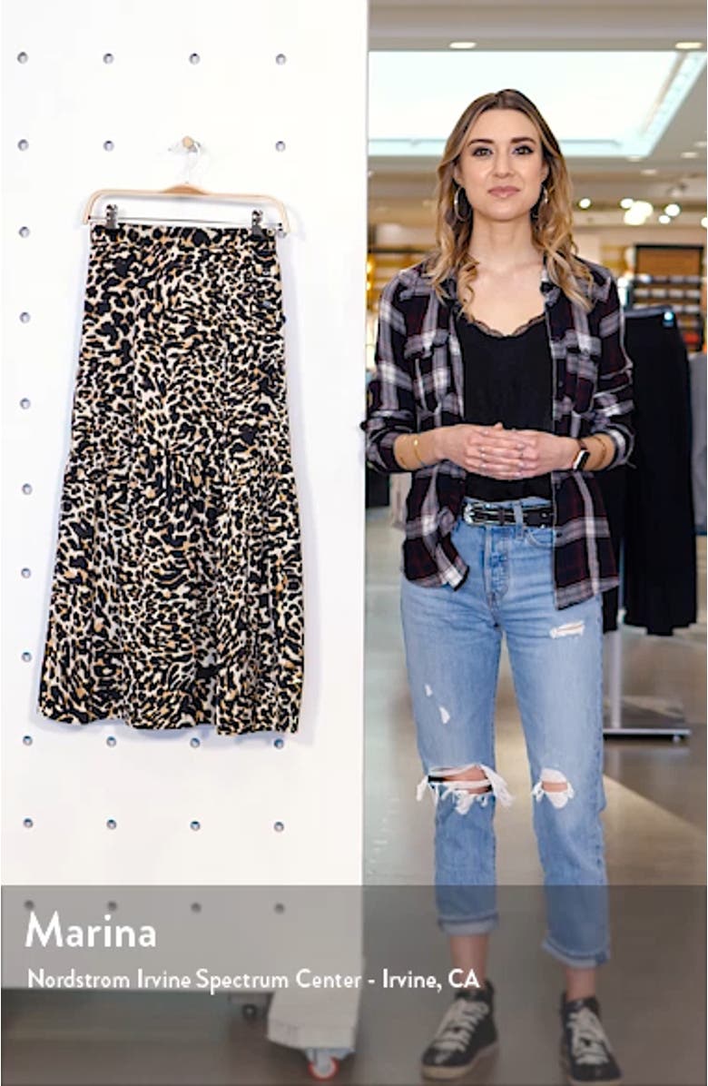 Leopard Print Tiered Midi Skirt, sales video thumbnail