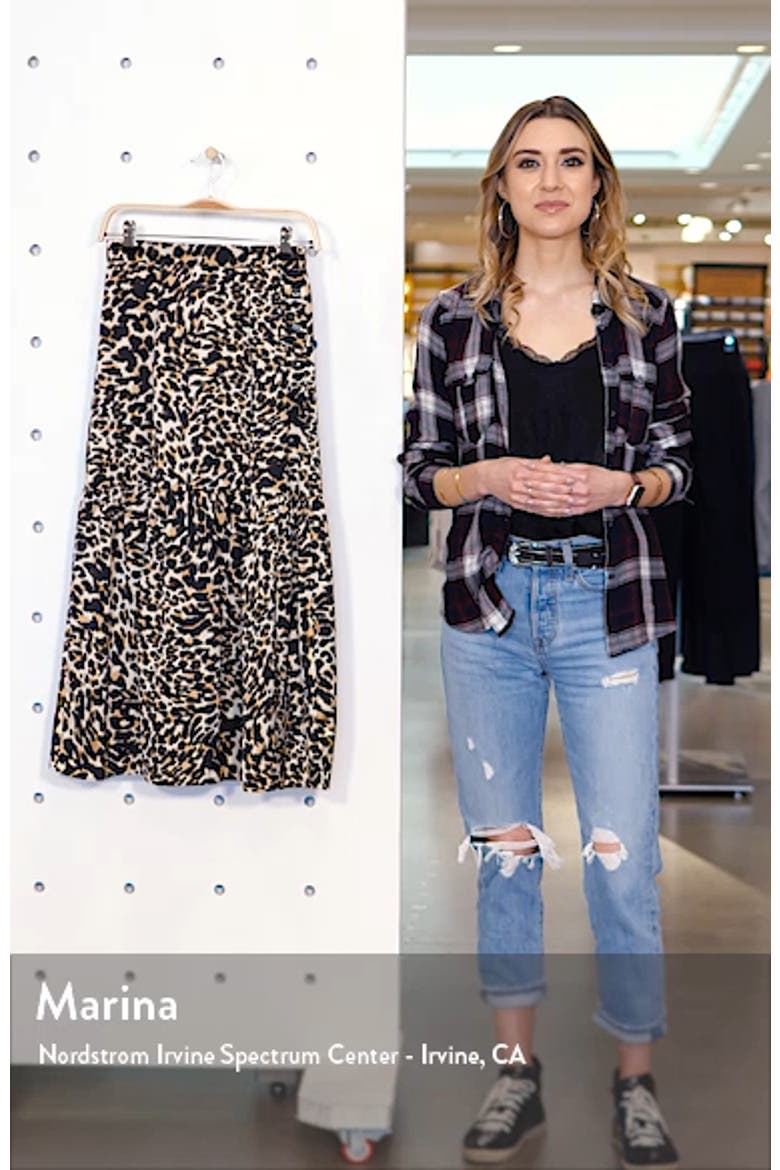 Leopard Print Tiered Midi Skirt video
