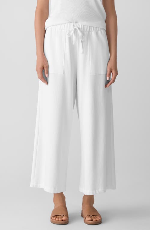 Eileen Fisher Organic Cotton Ankle Wide Leg Pants In White